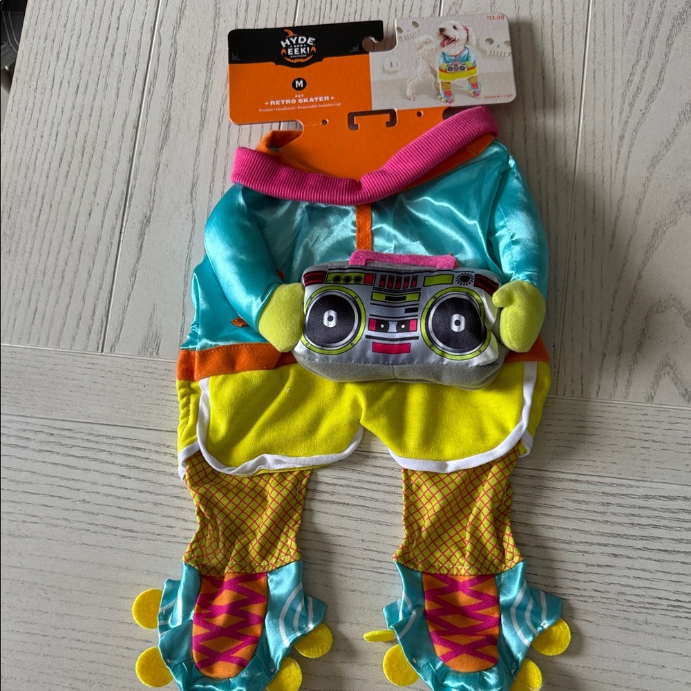Hyde & EEK! Retro Dog Costume with Boombox - Blue and Yellow
